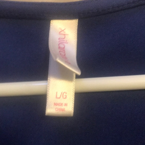 Blue A-Line Dress w/ Black Mesh Details - Picture 4 of 4